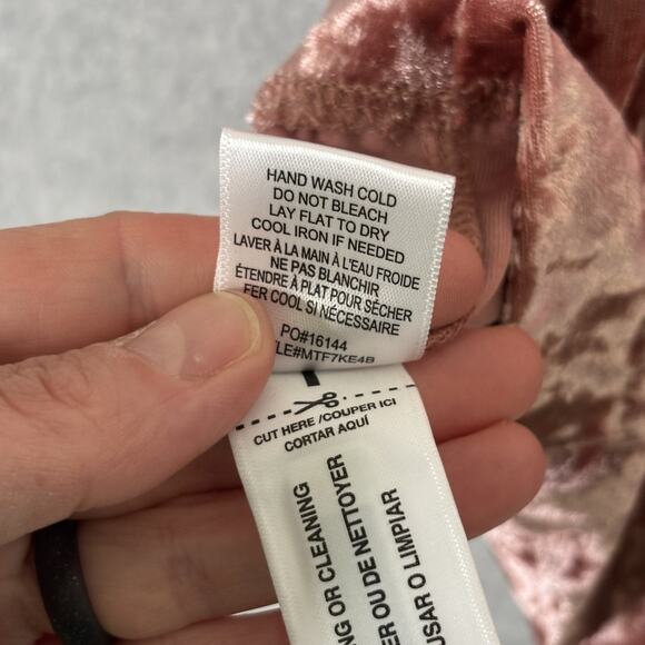 Bobeau Top Large Pink Crushed Velvet Flowy Flutter Romantic Coquette Boho Velour - Picture 11 of 12